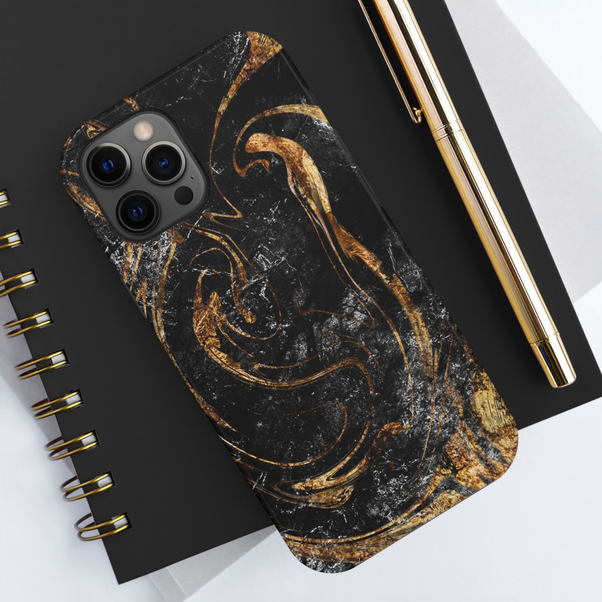 Golden Liquid Marble - iPhone Tough Cases - phone cases