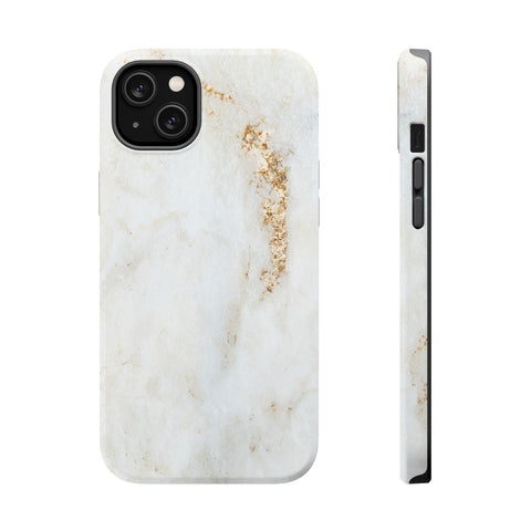 White Golden Marble - MagSafe Cases iPhone 14 Plus Matte - phone cases