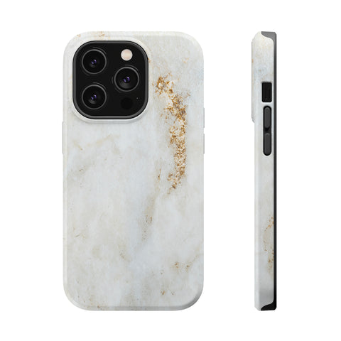 White Golden Marble - MagSafe Cases iPhone 14 Pro Glossy - phone cases