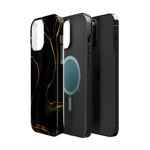 Black Cheetah Golden Marble - MagSafe Cases - phone cases