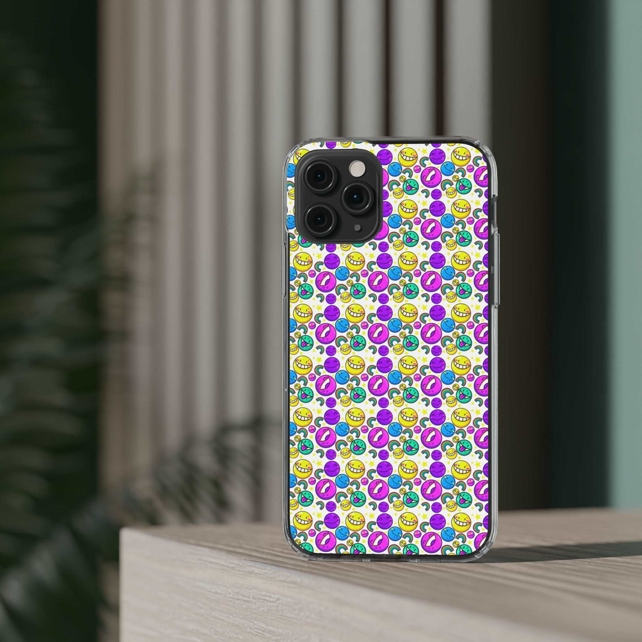 Colourful Emoticons - iPhone Clear Cases - phone cases