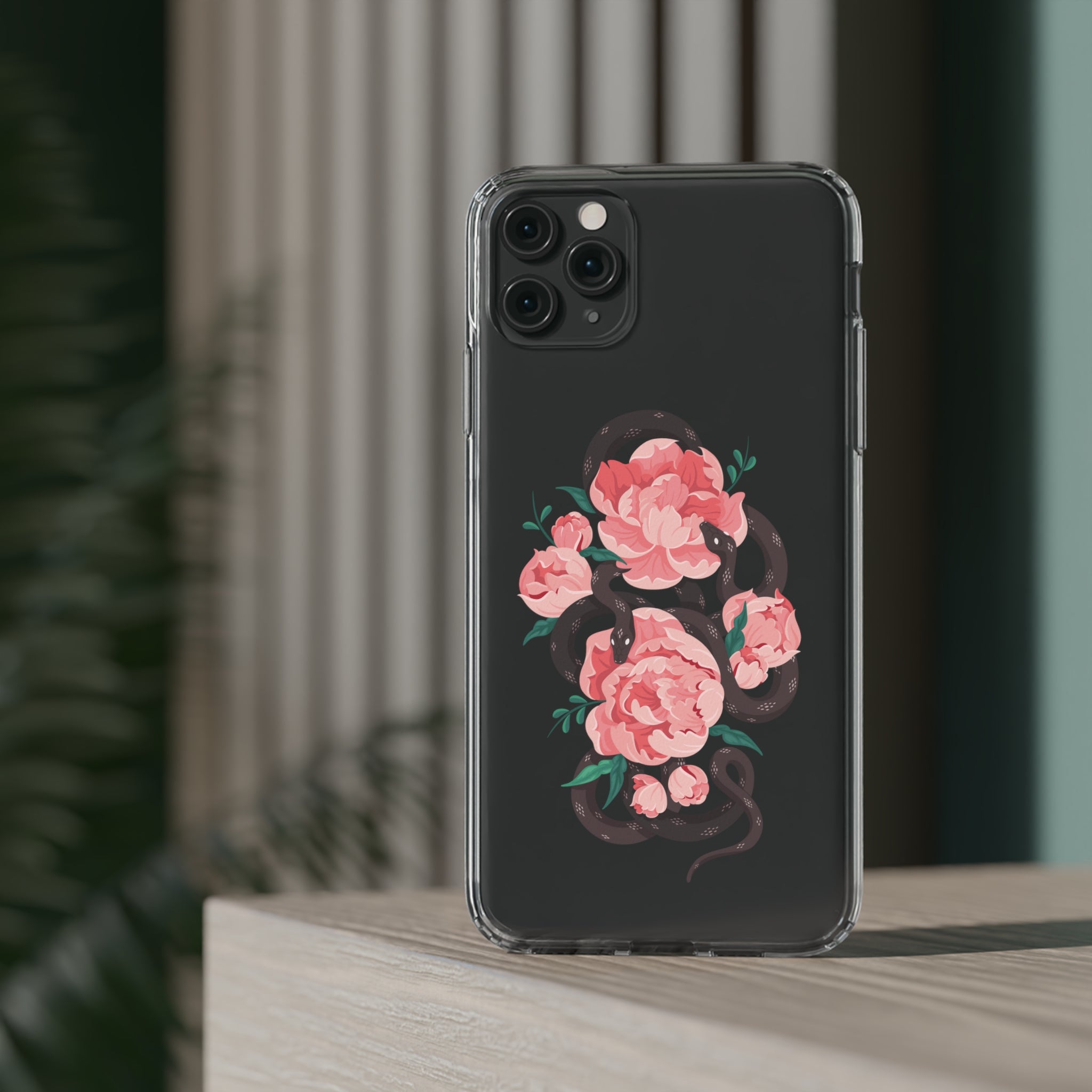 Snake with flowers - iPhone Clear Cases - phone cases