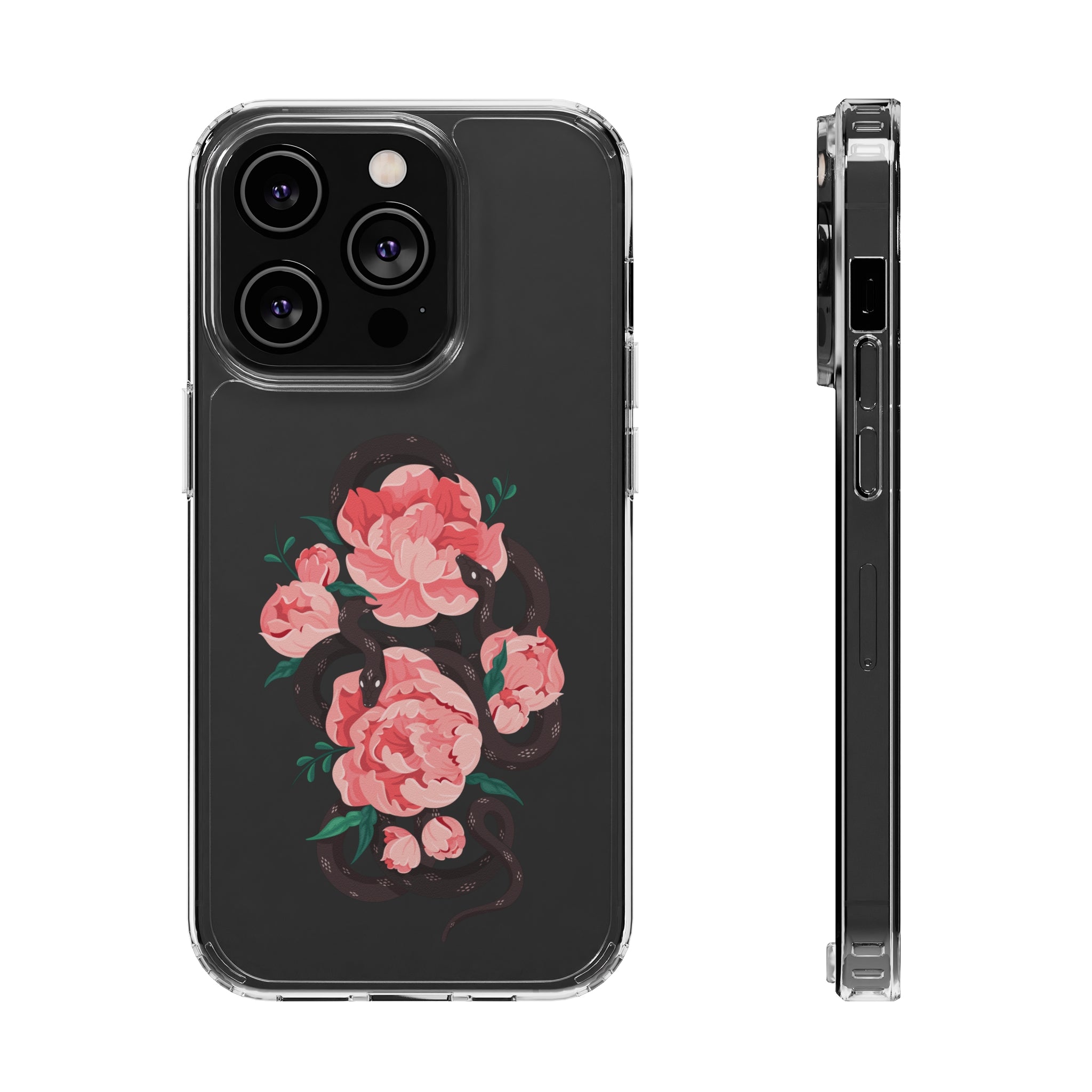 Snake with flowers - iPhone Clear Cases iPhone 14 Pro Without gift packaging - phone cases