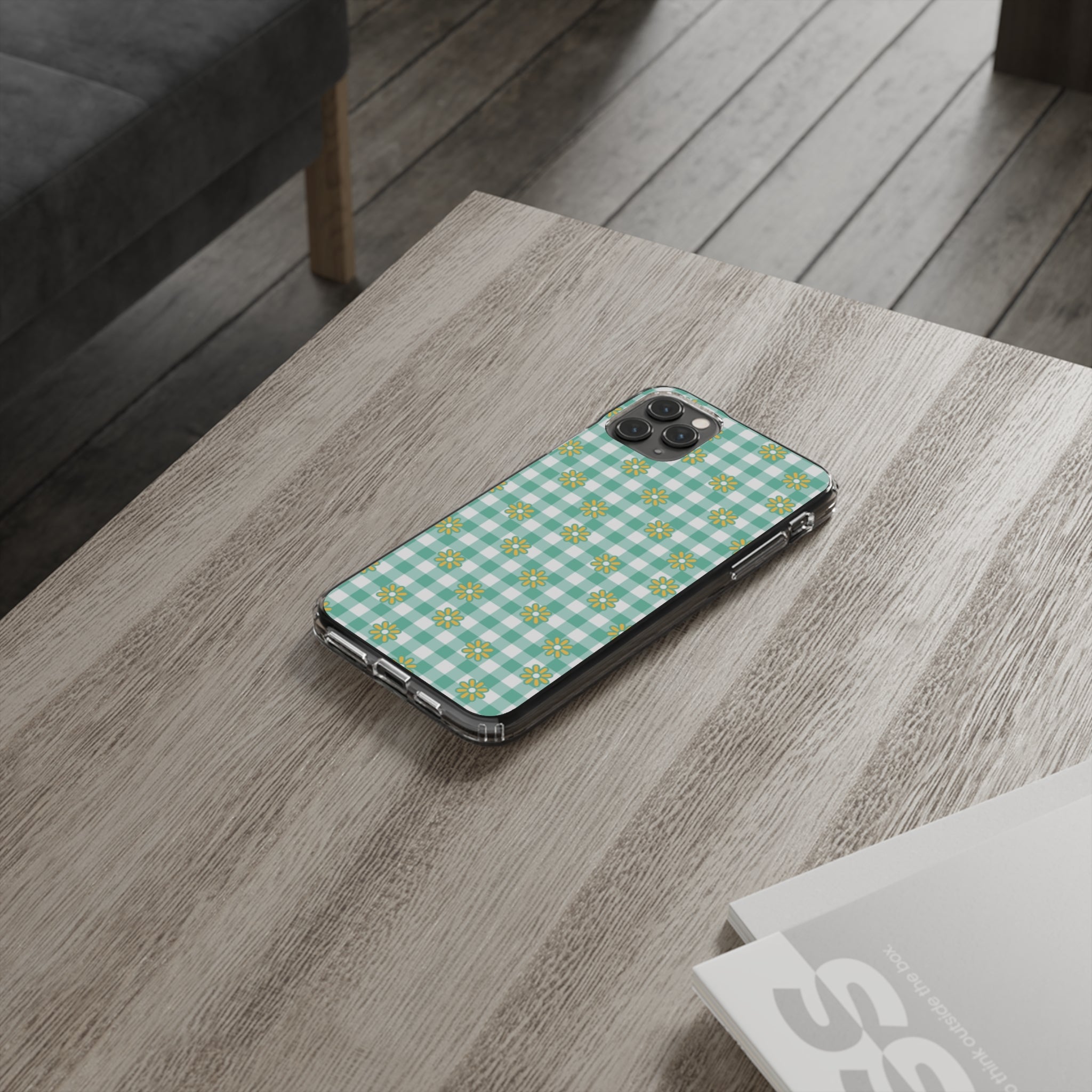 Checkerboard Flower - iPhone Clear Cases - phone cases