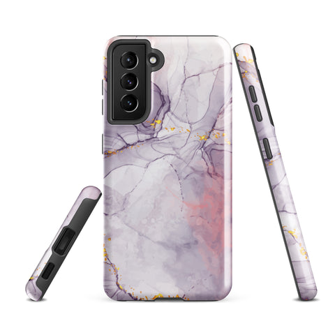 White Liquid Marble - Samsung Tough Case Glossy Samsung Galaxy S21 FE - phone cases