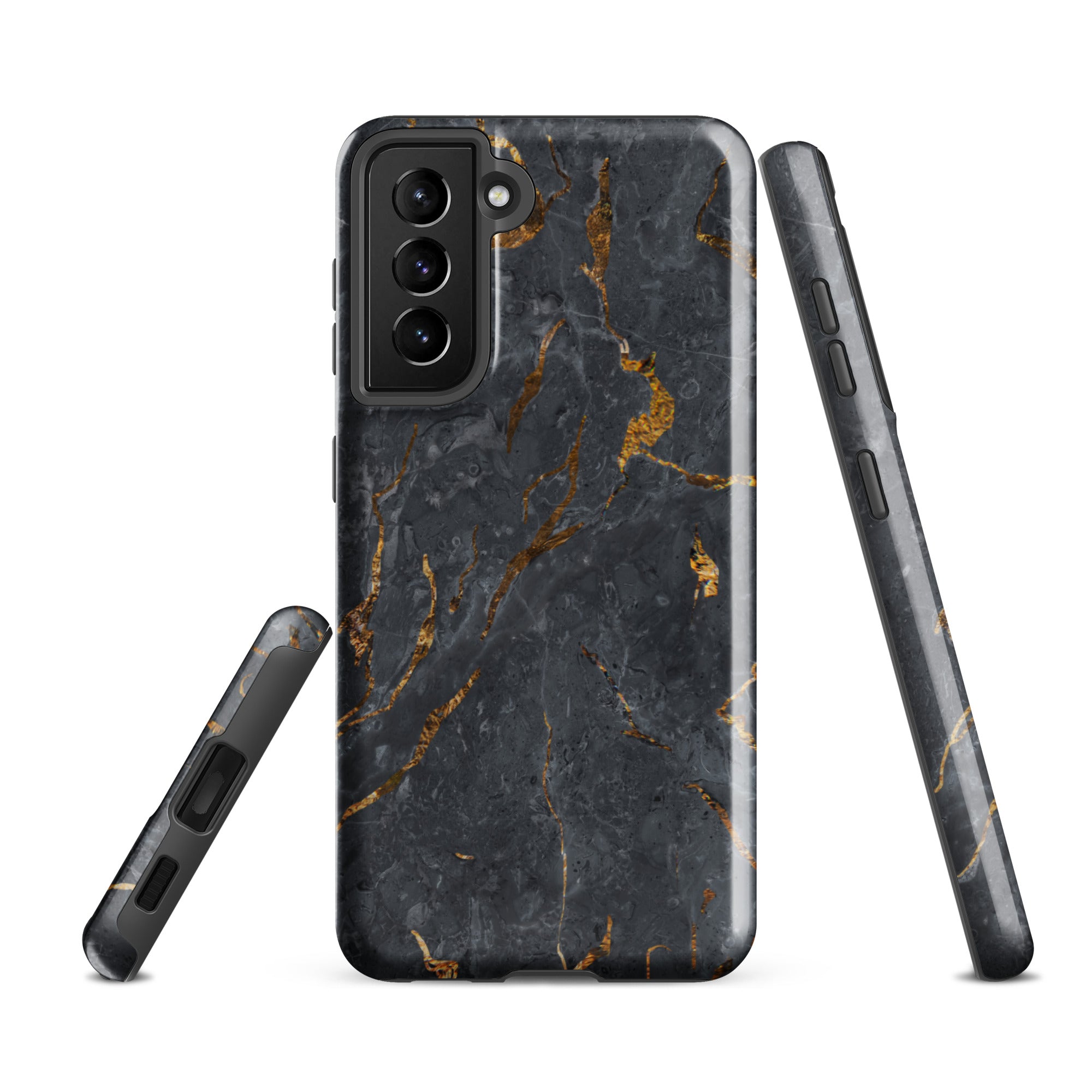 Black Golden Marble - Samsung Tough Case Glossy Samsung Galaxy S21 FE - phone cases