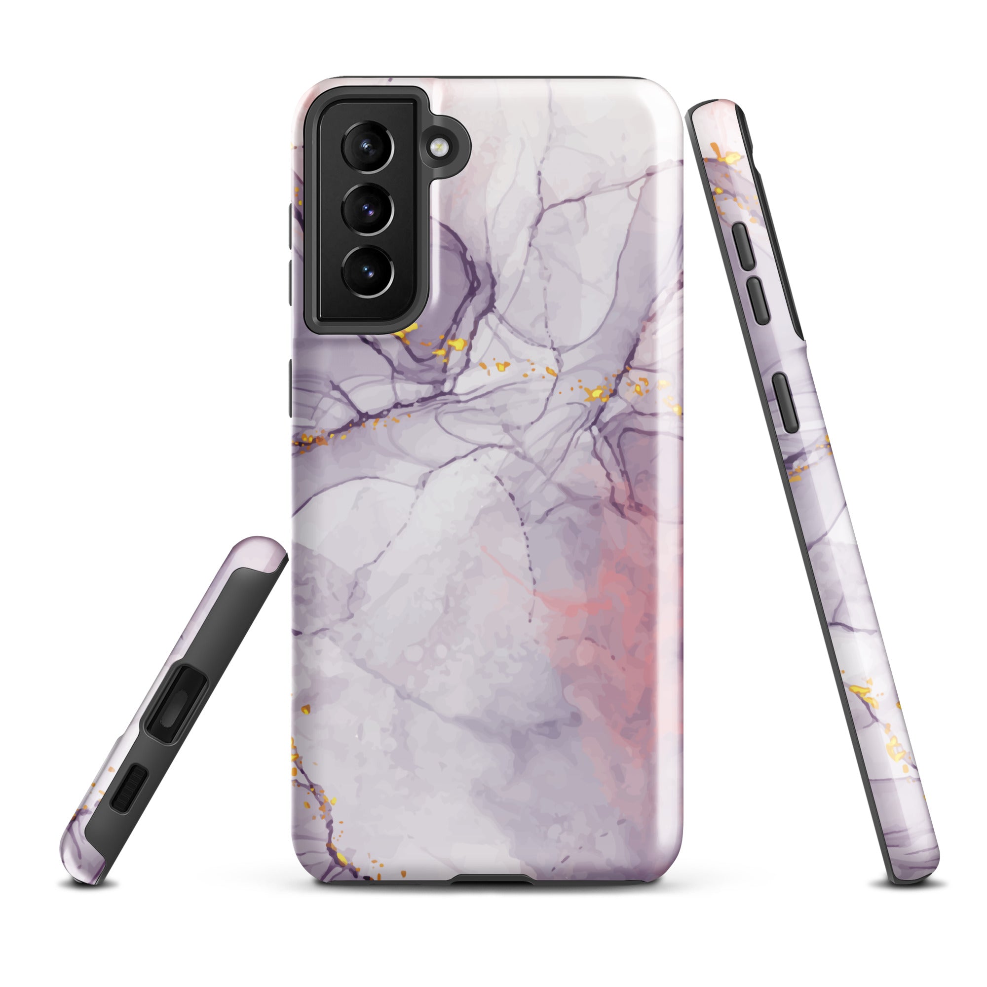 White Liquid Marble - Samsung Tough Case Glossy Samsung Galaxy S21 Plus - phone cases