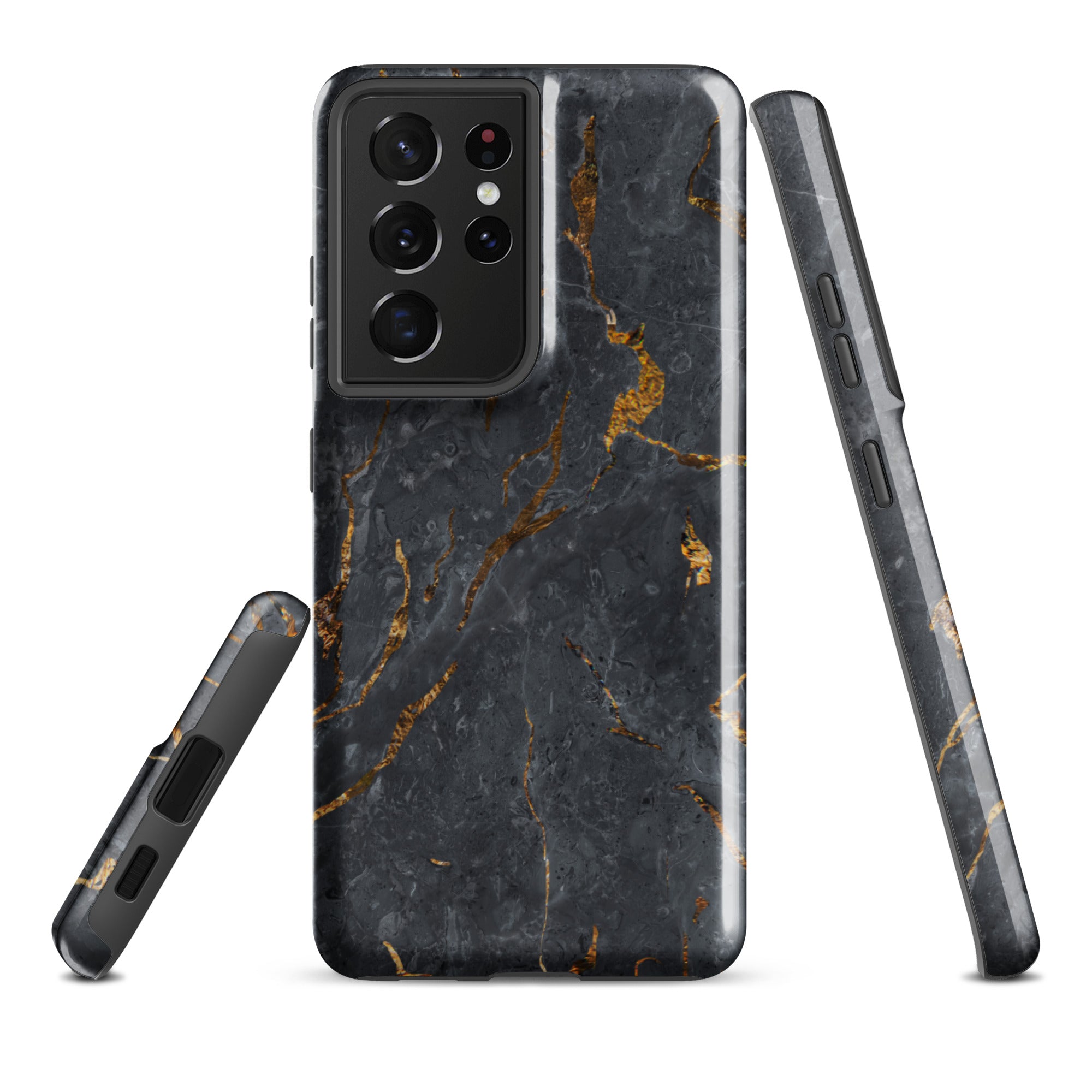 Black Golden Marble - Samsung Tough Case Glossy Samsung Galaxy S21 Ultra - phone cases