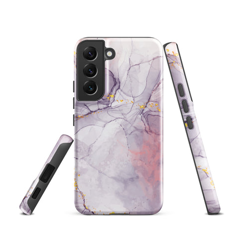 White Liquid Marble - Samsung Tough Case Glossy Samsung Galaxy S22 - phone cases