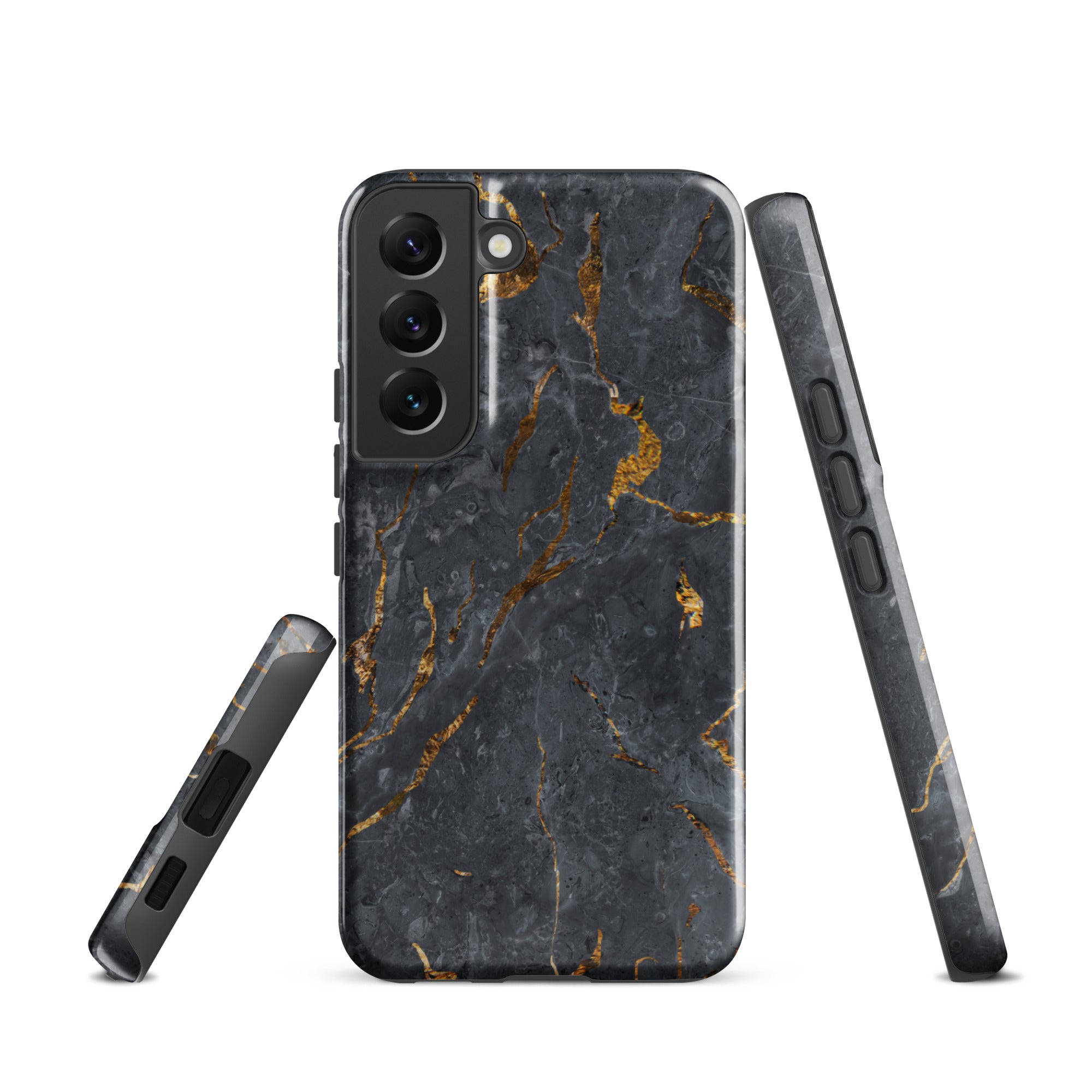 Black Golden Marble - Samsung Tough Case Glossy Samsung Galaxy S22 - phone cases