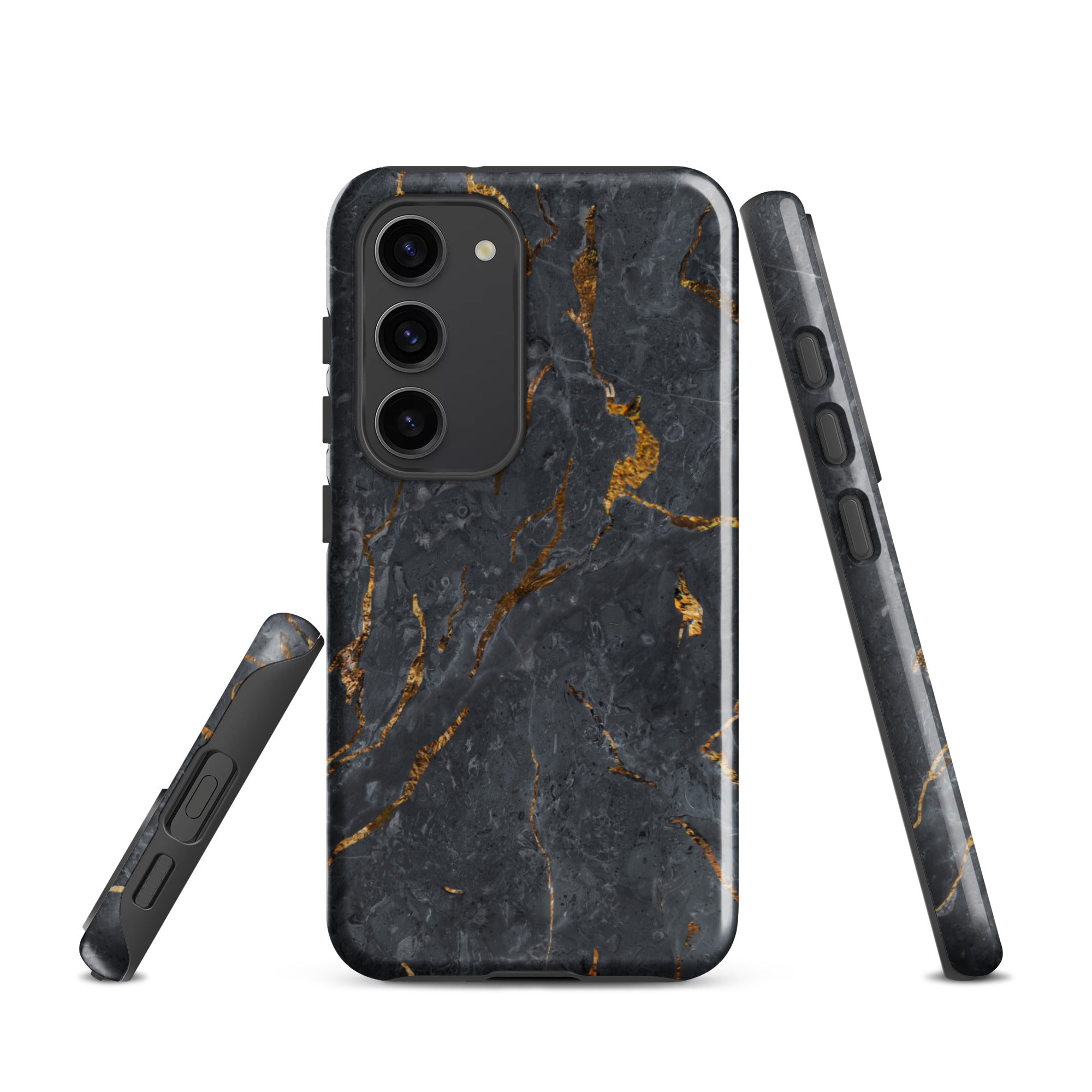 Black Golden Marble - Samsung Tough Case Glossy Samsung Galaxy S23 - phone cases