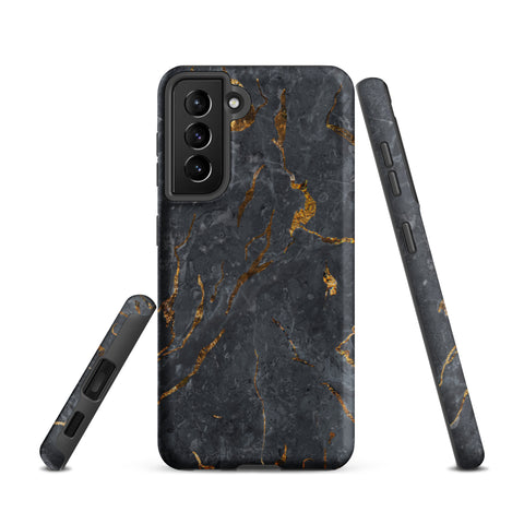 Black Golden Marble - Samsung Tough Case Matte Samsung Galaxy S21 - phone cases