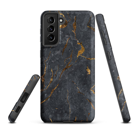 Black Golden Marble - Samsung Tough Case Matte Samsung Galaxy S21 Plus - phone cases