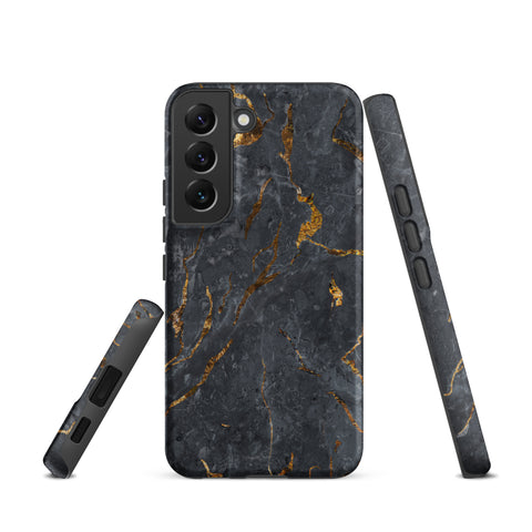 Black Golden Marble - Samsung Tough Case Matte Samsung Galaxy S22 - phone cases