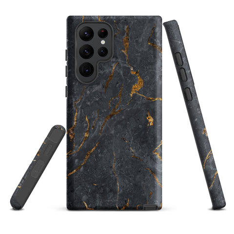 Black Golden Marble - Samsung Tough Case Matte Samsung Galaxy S22 Ultra - phone cases