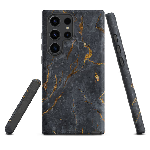 Black Golden Marble - Samsung Tough Case Matte Samsung Galaxy S23 Ultra - phone cases